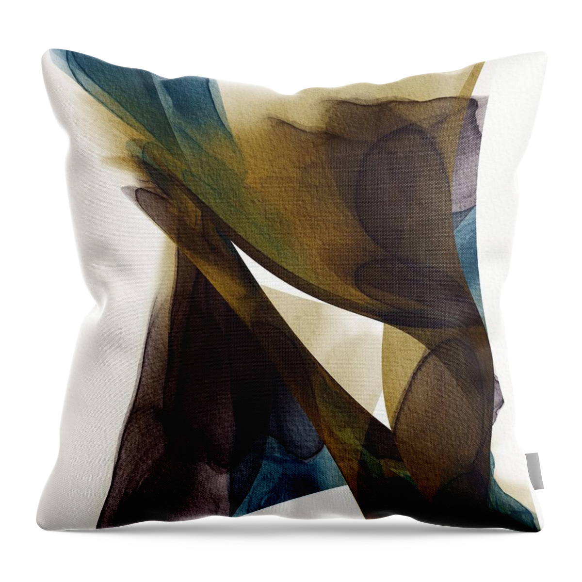 Sculptural Throw Pillow featuring the painting Number 1 Between Ink Abstract Teal Brown by Itsonlythemoon