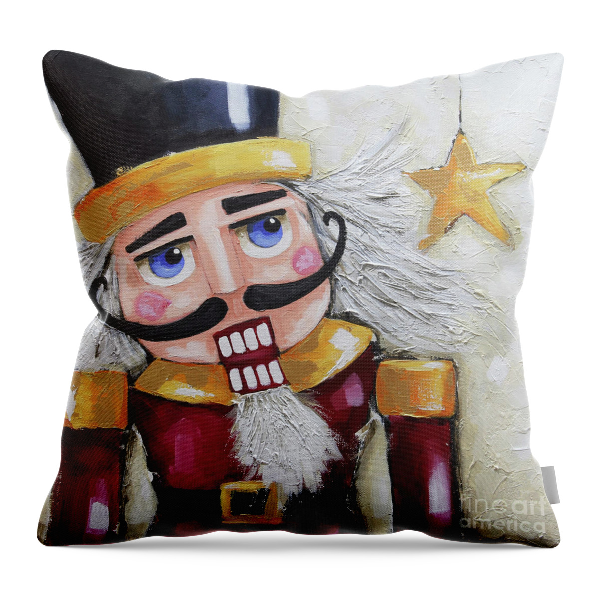 Nutcracker Throw Pillow featuring the painting Nutcrackers Star by Lucia Stewart