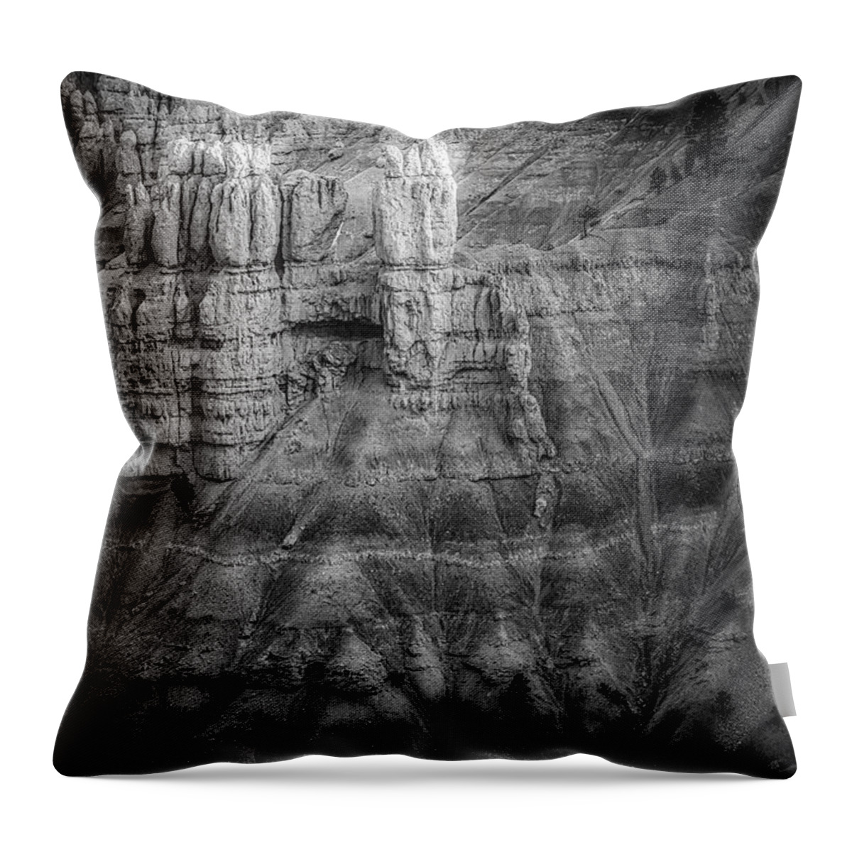 Bryce Canyon Throw Pillow featuring the photograph NYC Skyline sunglow and Moon BW by Susan Candelario