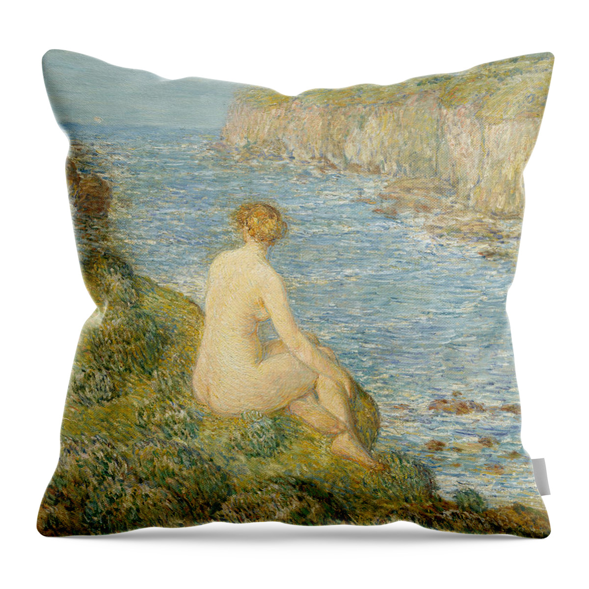  Throw Pillow featuring the painting Nymph And Sea by Childe Hassam