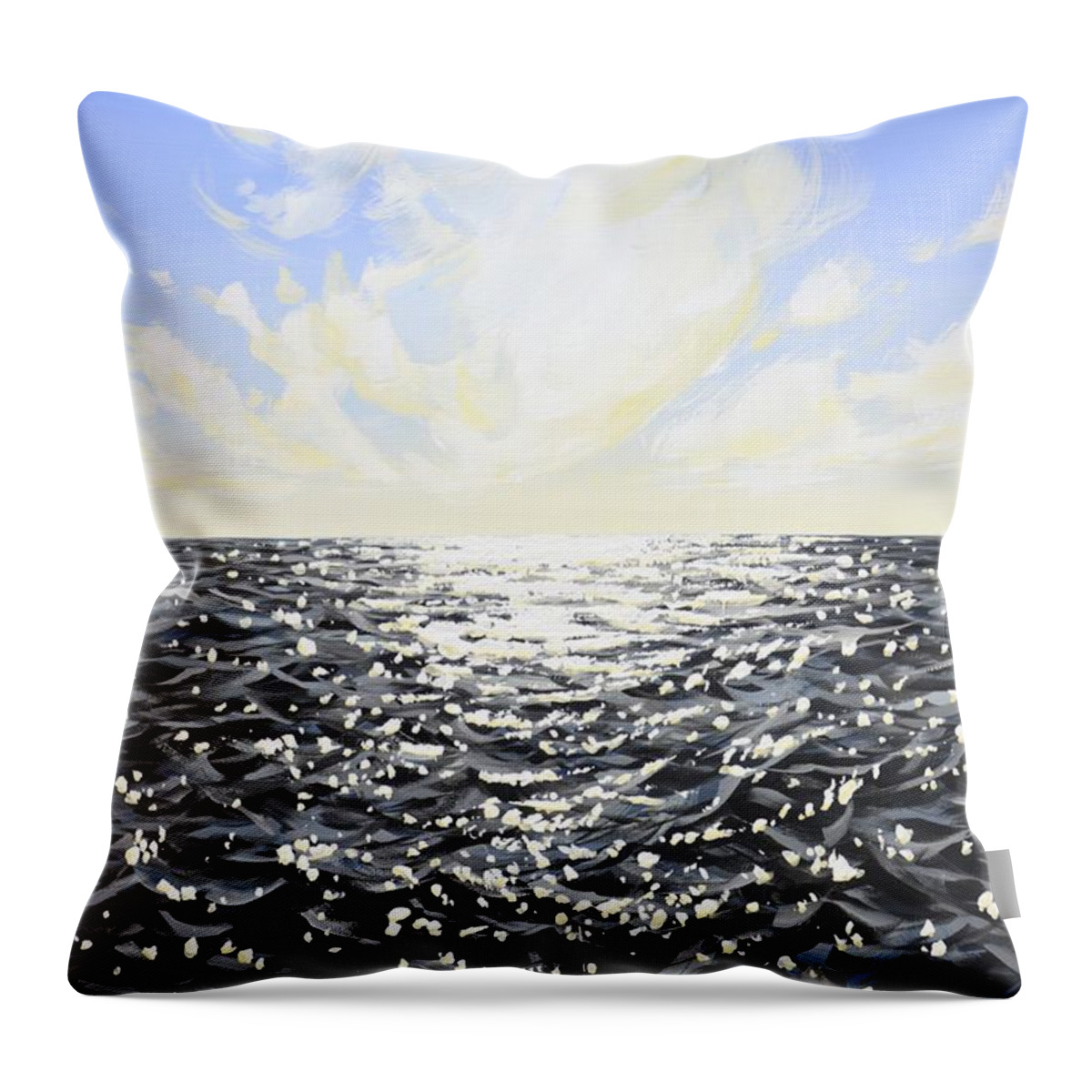 море Throw Pillow featuring the painting 	Ocean 100. by Iryna Kastsova