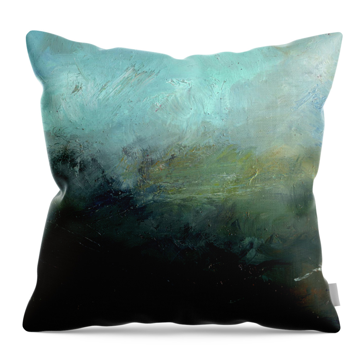Abstract Seascape Throw Pillow featuring the painting Ocean abstract seascape by Juan Bosco