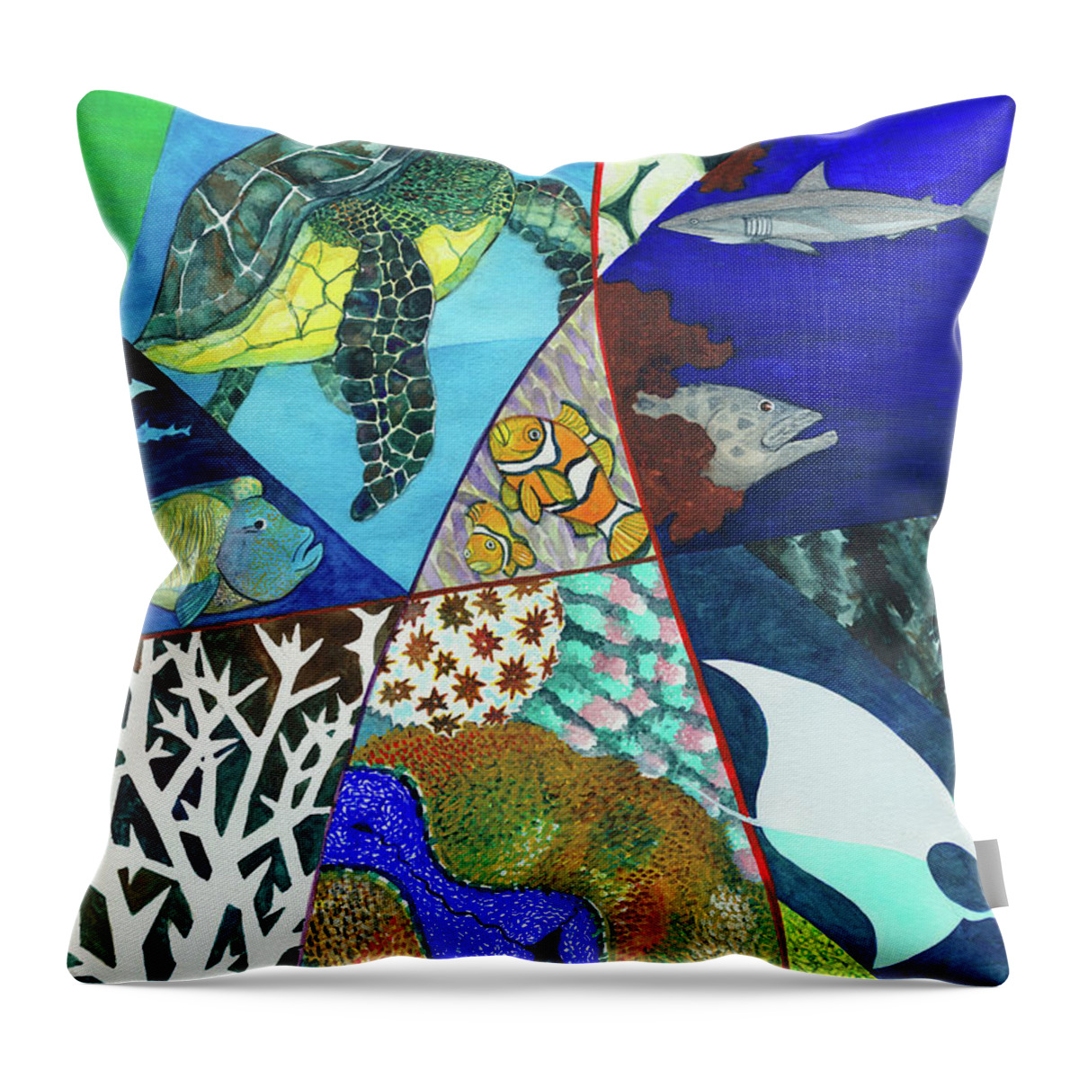 Great Barrier Reef Throw Pillow featuring the painting Ocean Acidification The Great Barrier Reef by David Ralph