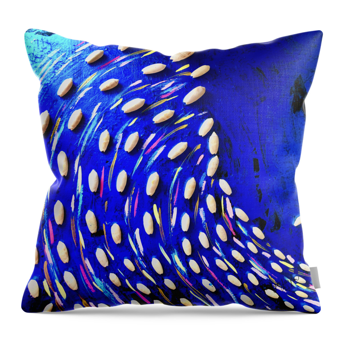 Coquillage Throw Pillow featuring the painting Ocean de Coquillages by Medge Jaspan