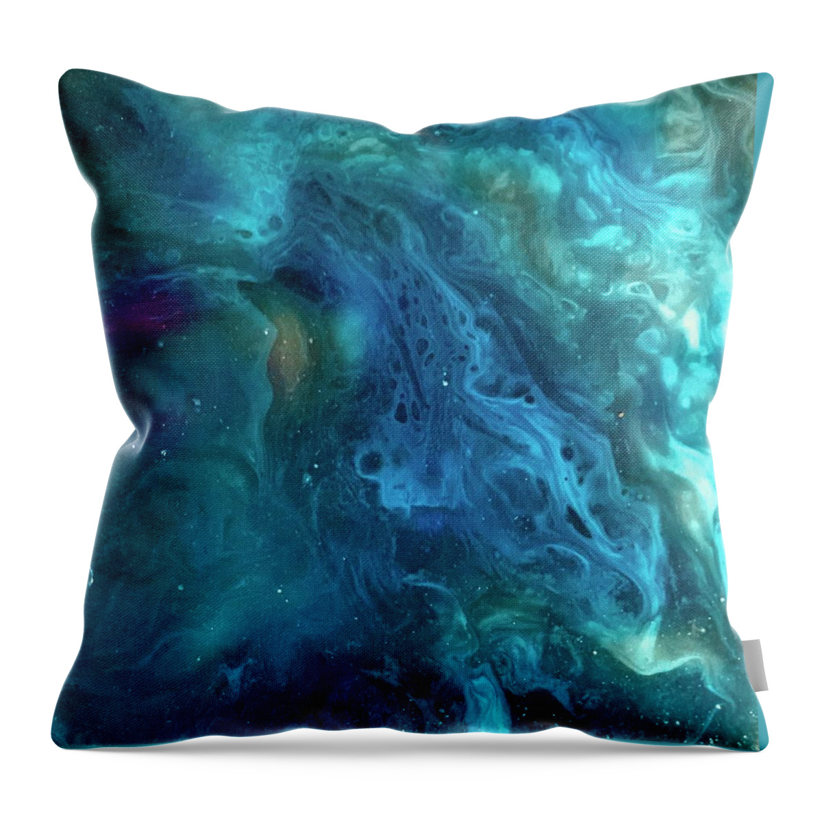 Abstract Throw Pillow featuring the mixed media Ocean Eyes by Eileen Backman