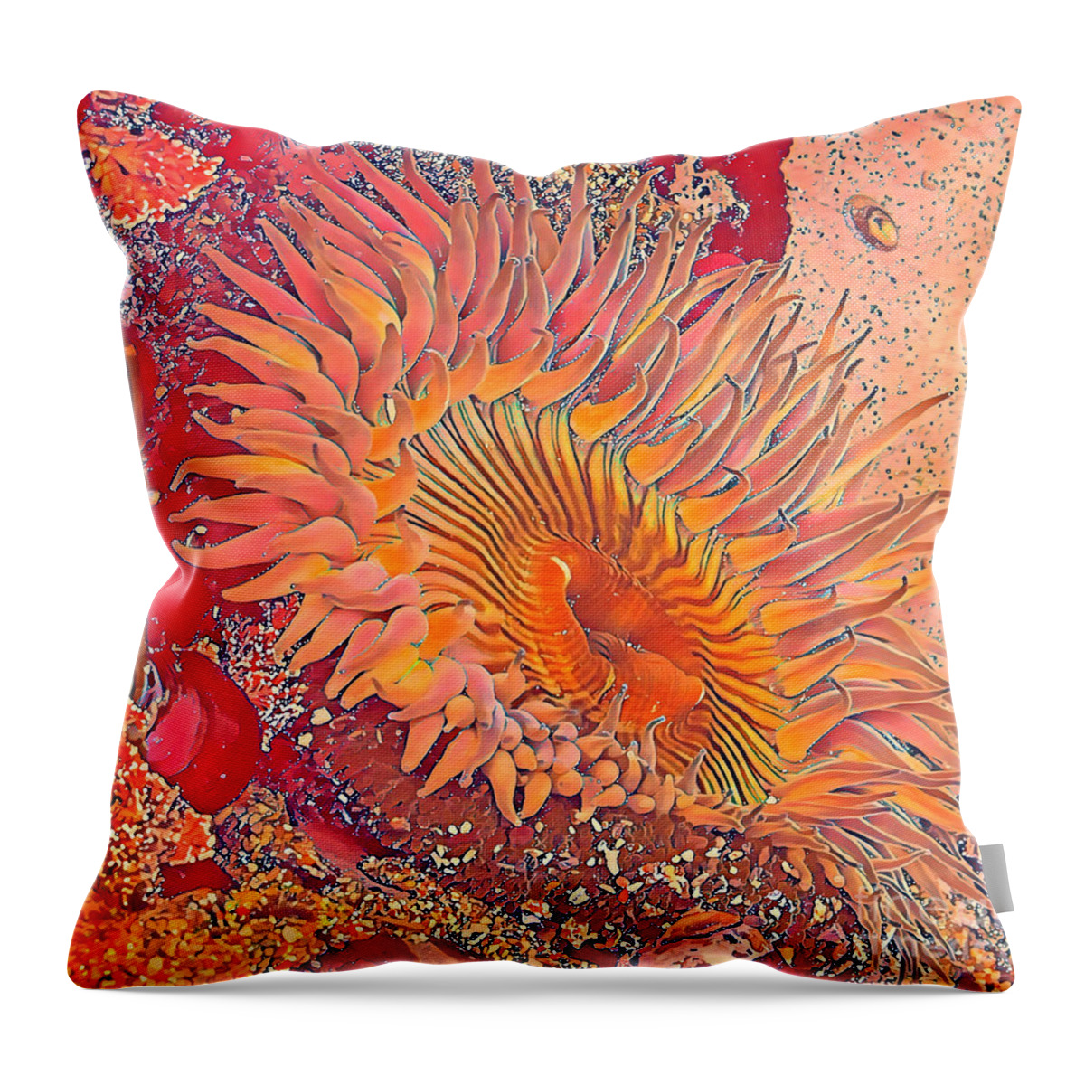 Anemone Throw Pillow featuring the photograph Ocean Firestarter by Reena Kapoor