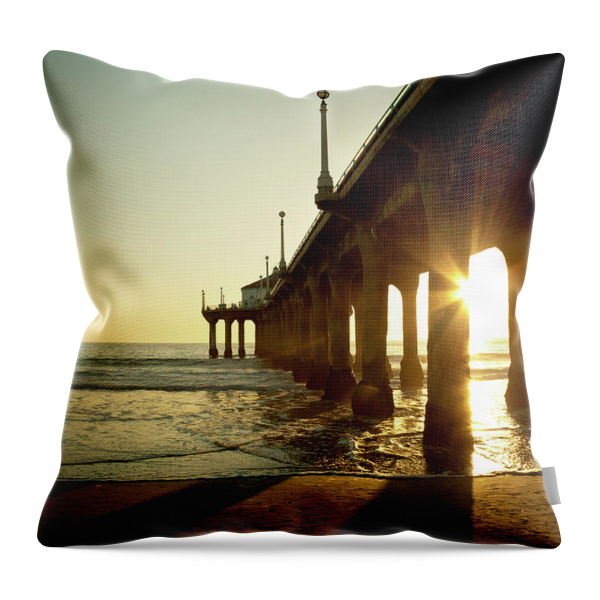 Beach Throw Pillow featuring the photograph Ocean Pier by Ana V Ramirez