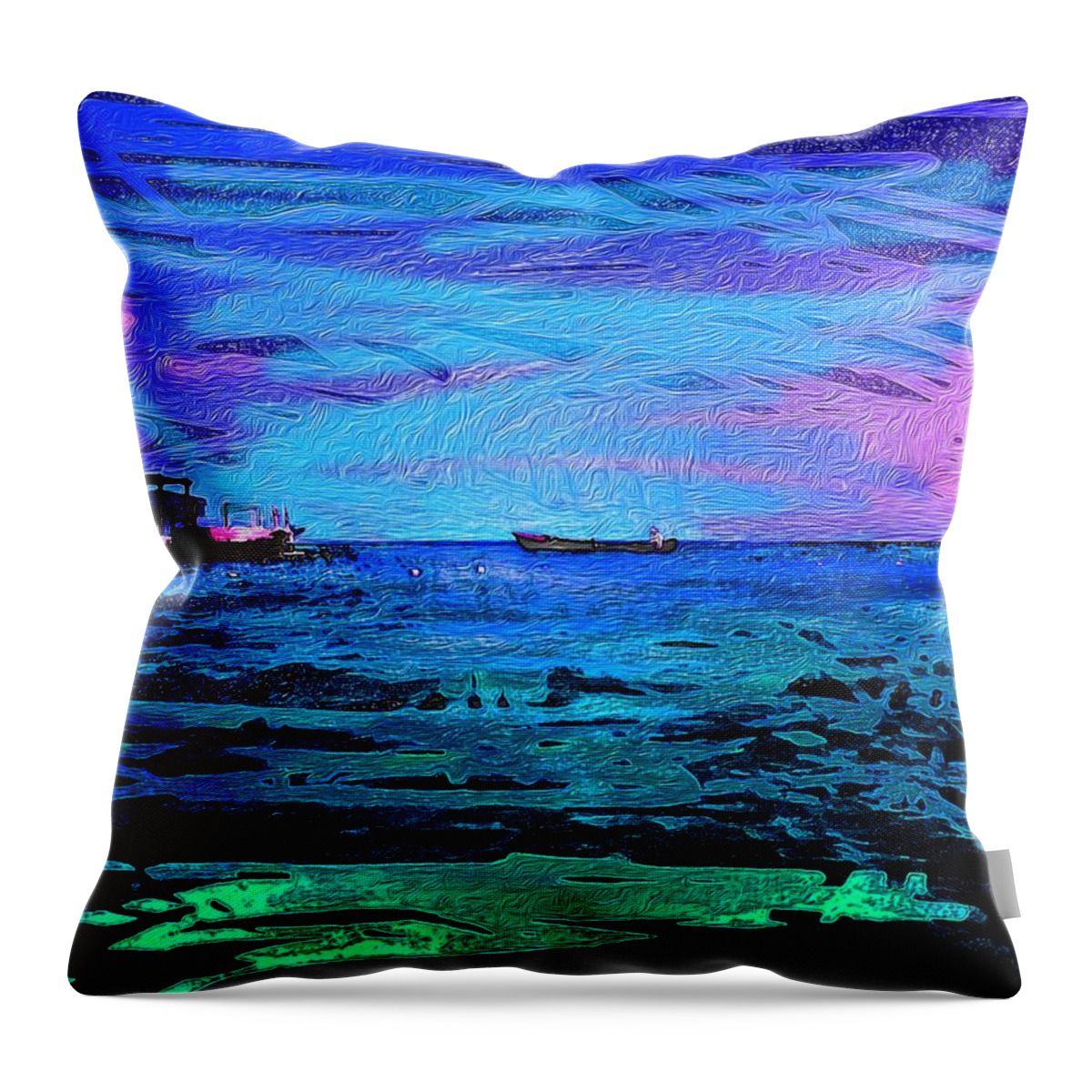 Ocean Stars 2 Throw Pillow featuring the digital art Ocean Stars 2 by Aldane Wynter