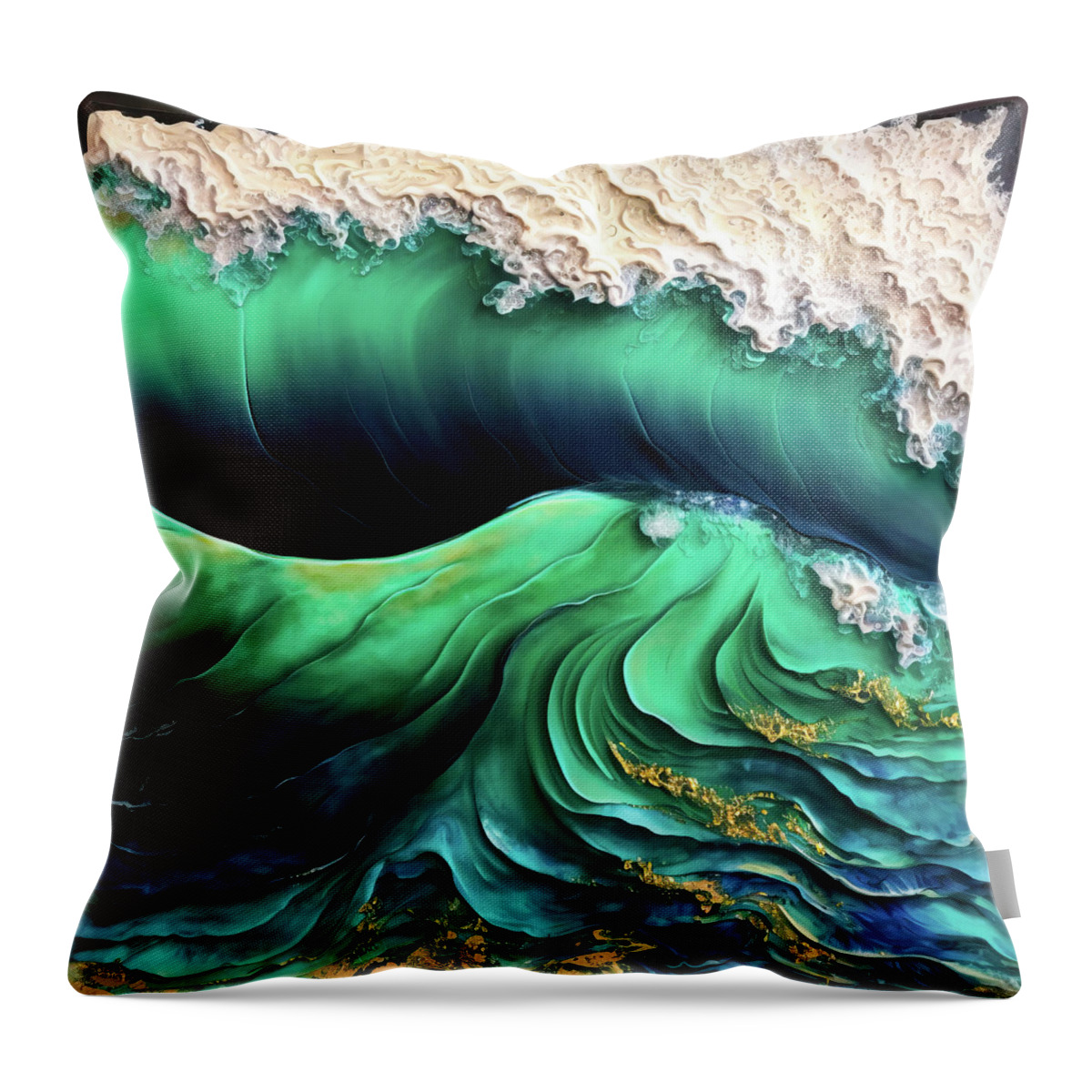 Waves Throw Pillow featuring the digital art Ocean Waves 02 by Matthias Hauser