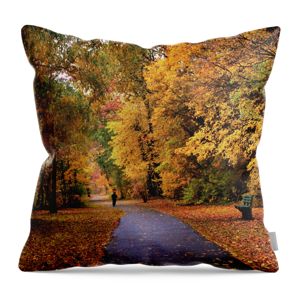 Autumn Throw Pillow featuring the photograph October Promenade by Jessica Jenney