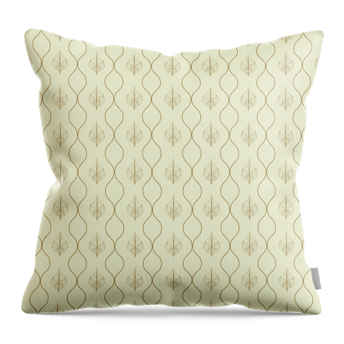Pattern Throw Pillow featuring the digital art Off White - Retro Wavy Leaf Pattern by Studio Grafiikka