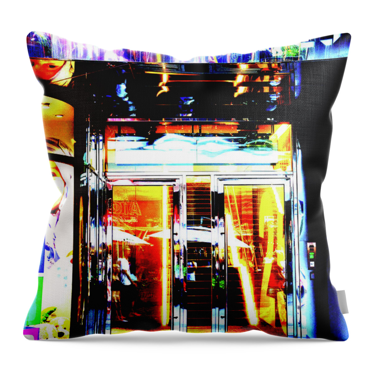 Office Throw Pillow featuring the photograph Office Building Entrance In Warsaw, Poland 2 by John Siest