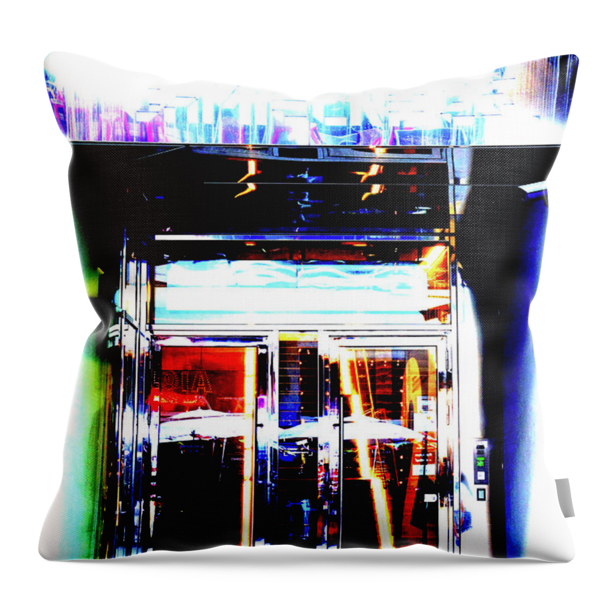 Office Throw Pillow featuring the photograph Office Building Entrance In Warsaw, Poland 4 by John Siest