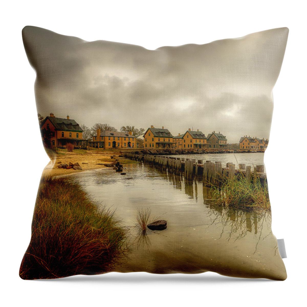 Officers Row Throw Pillow featuring the photograph Officers Row by Penny Polakoff