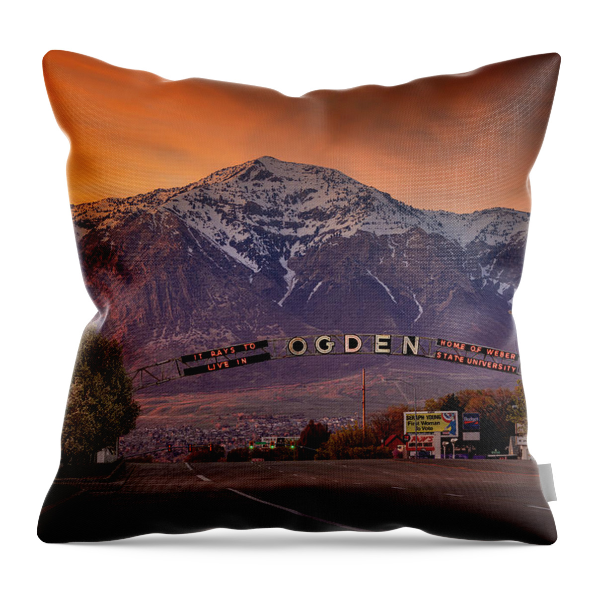 Ogden Throw Pillow featuring the photograph Ogden City Sunset by Michael Ash