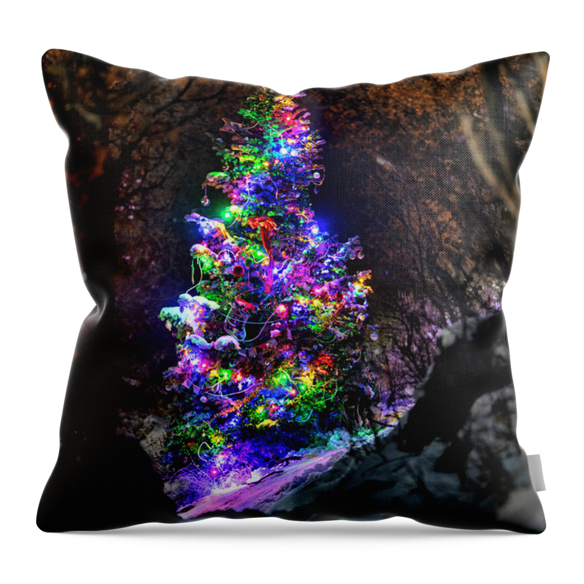 Christmas Tree Throw Pillow featuring the photograph Ogden's Magic Christmas Tree by Michael Ash