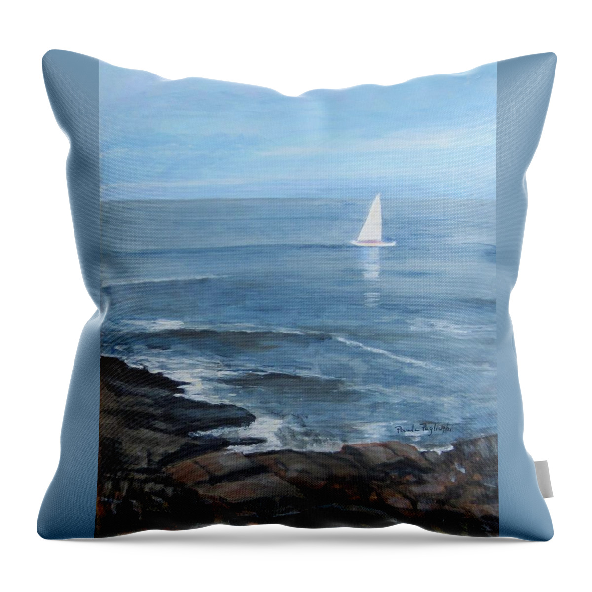 Painting Throw Pillow featuring the painting Ogunquit Sail by Paula Pagliughi
