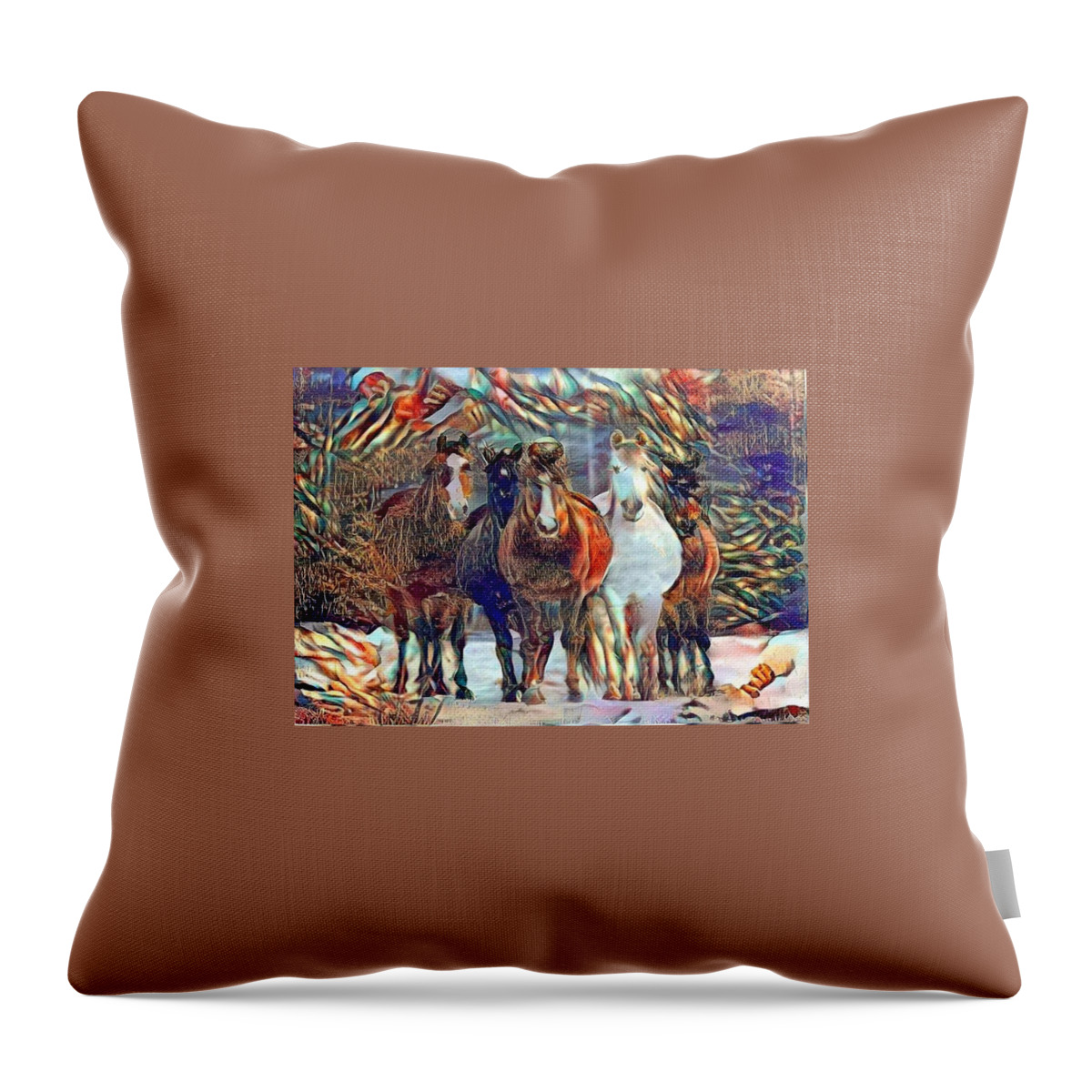 Horses Throw Pillow featuring the photograph Oh Hello 2 by Listen To Your Horse