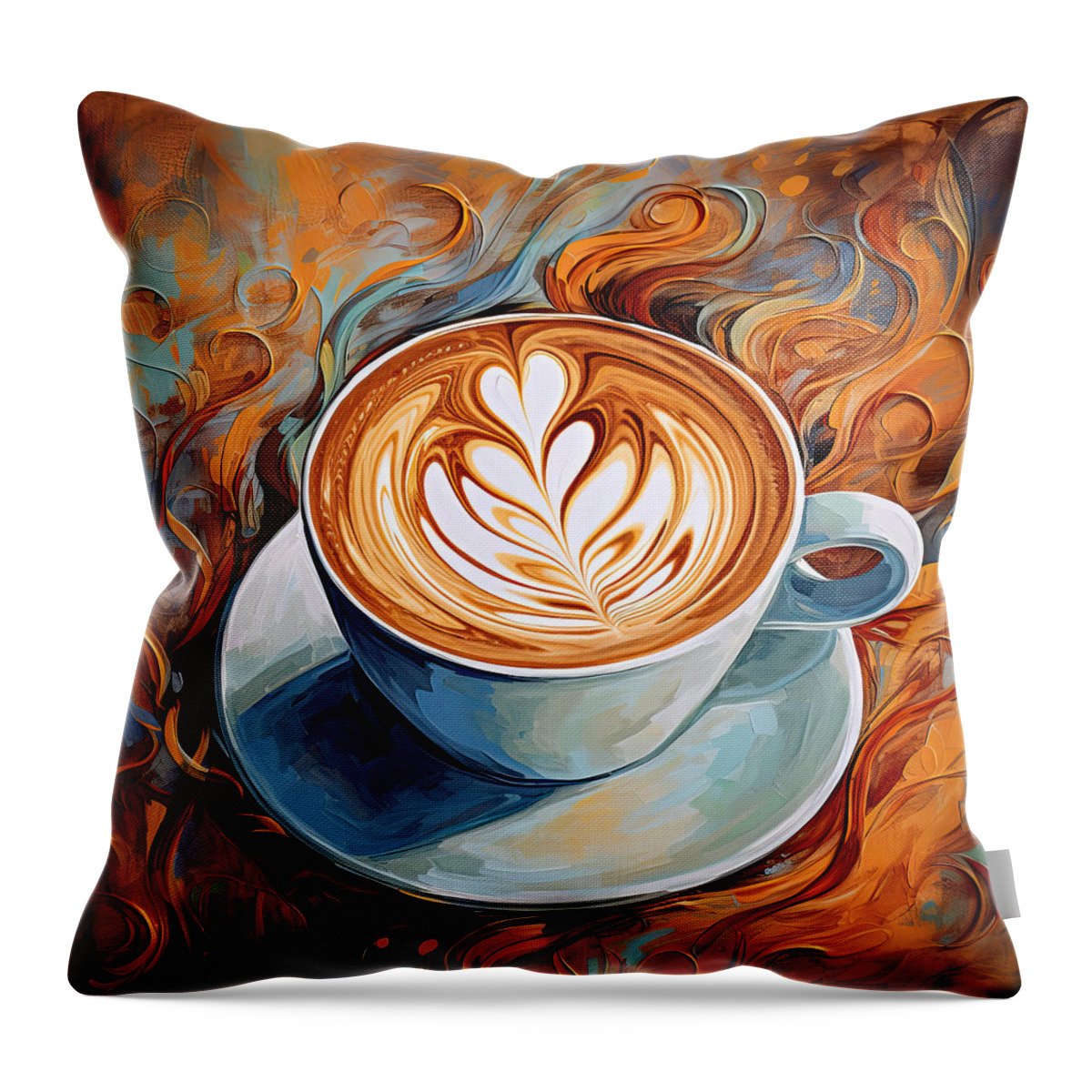 Coffee Throw Pillow featuring the digital art Oh My Latte by Lourry Legarde