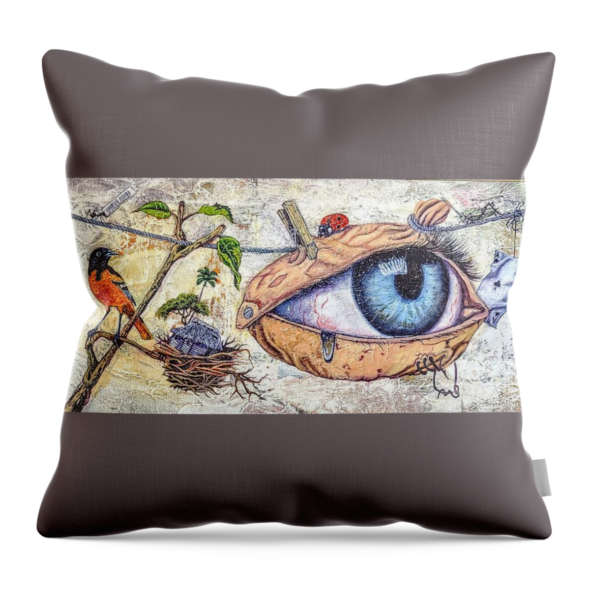 Ojos Throw Pillow featuring the painting Ojo by Carlos Rodriguez