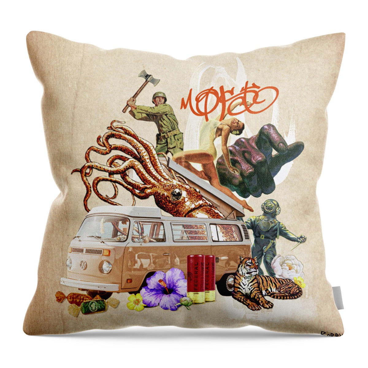 Bobby Zeik Throw Pillow featuring the painting Okay Vacay by Bobby Zeik