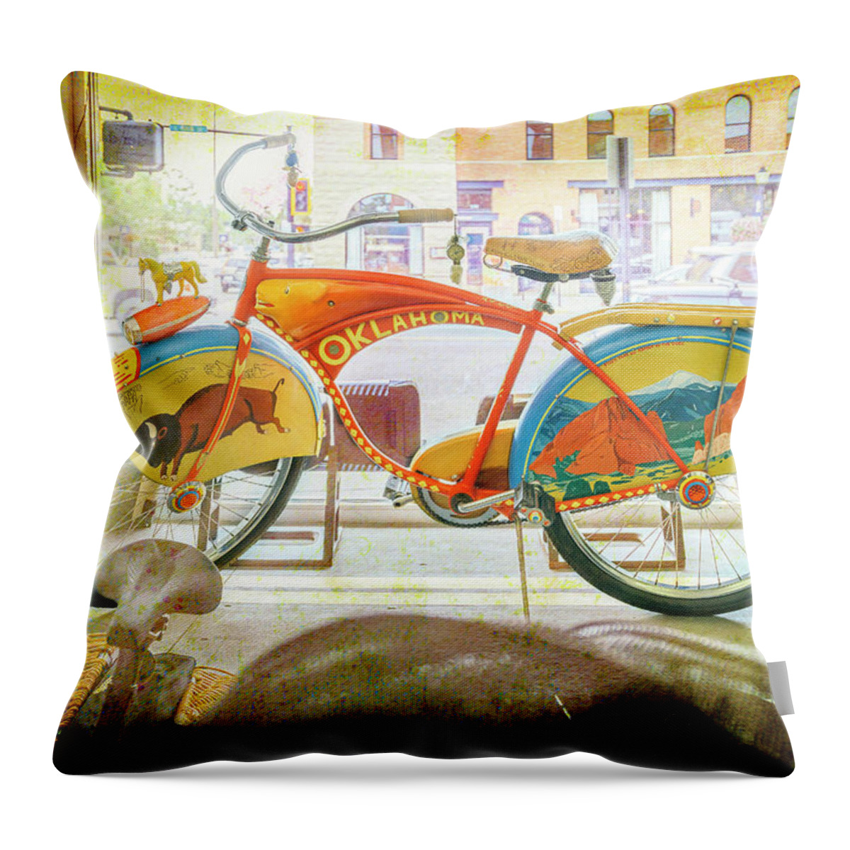 Bicycle Throw Pillow featuring the photograph Oklahoma Bicycle by Craig J Satterlee