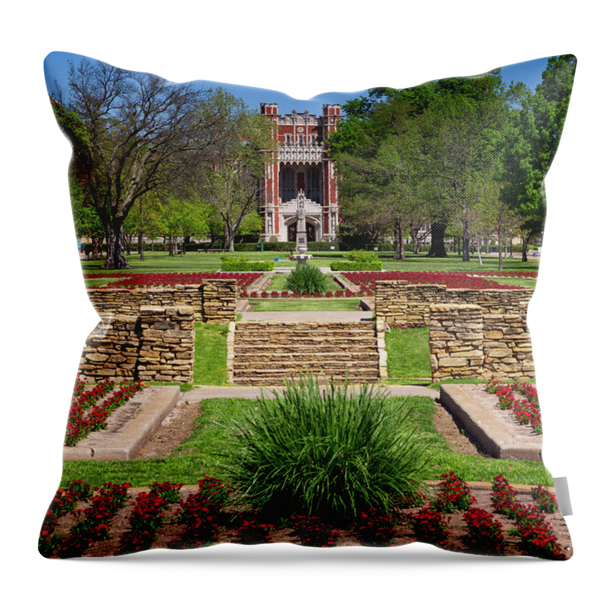 Oklahoma Throw Pillow featuring the photograph Oklahoma University Campus 7 by Ricky Barnard