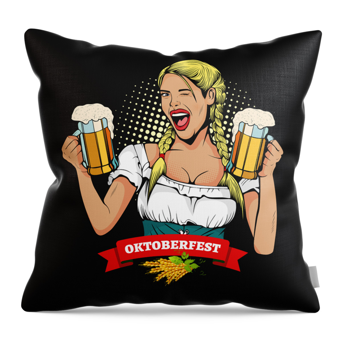 Beer Throw Pillow featuring the digital art Oktoberfest German Waitress Kellner by Flippin Sweet Gear