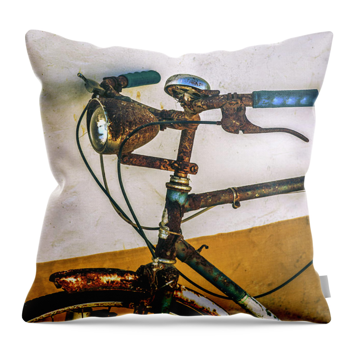 Bicycle Throw Pillow featuring the photograph Old Bicycle Detail by Carlos Caetano