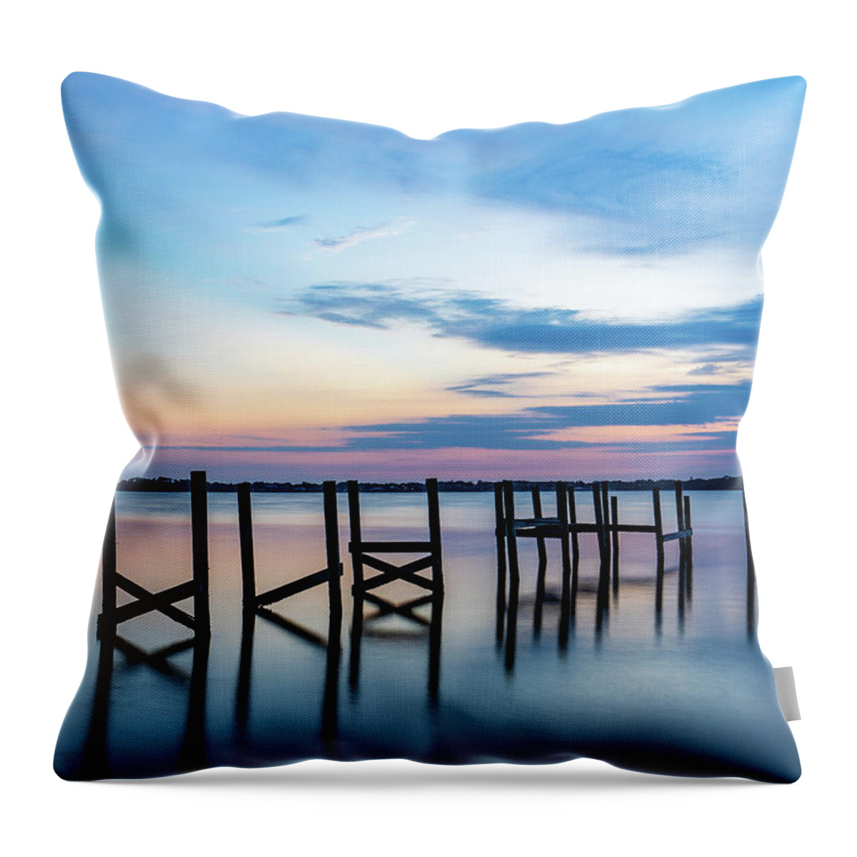 Atlantic Throw Pillow featuring the photograph Old Docks at Indian River by Stefan Mazzola