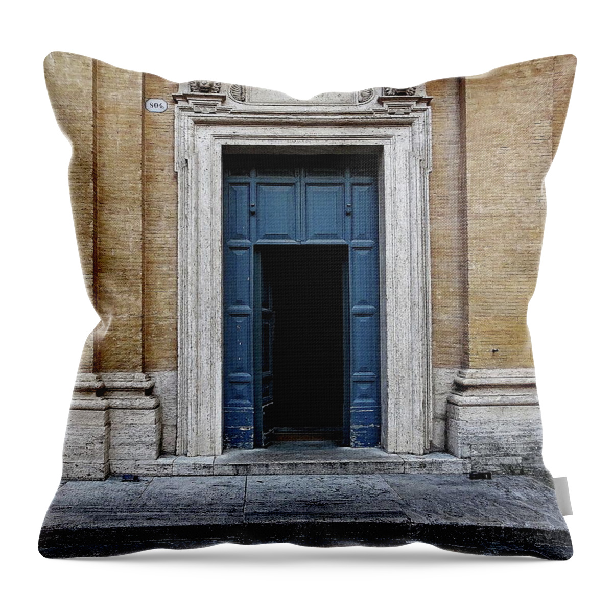 Door Throw Pillow featuring the photograph Old Door Somewhere in Rome, Italy by Lyuba Filatova