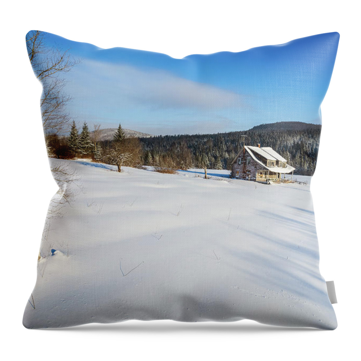 America Throw Pillow featuring the photograph Old Farmhouse - Pittsburg, New Hampshire by John Rowe
