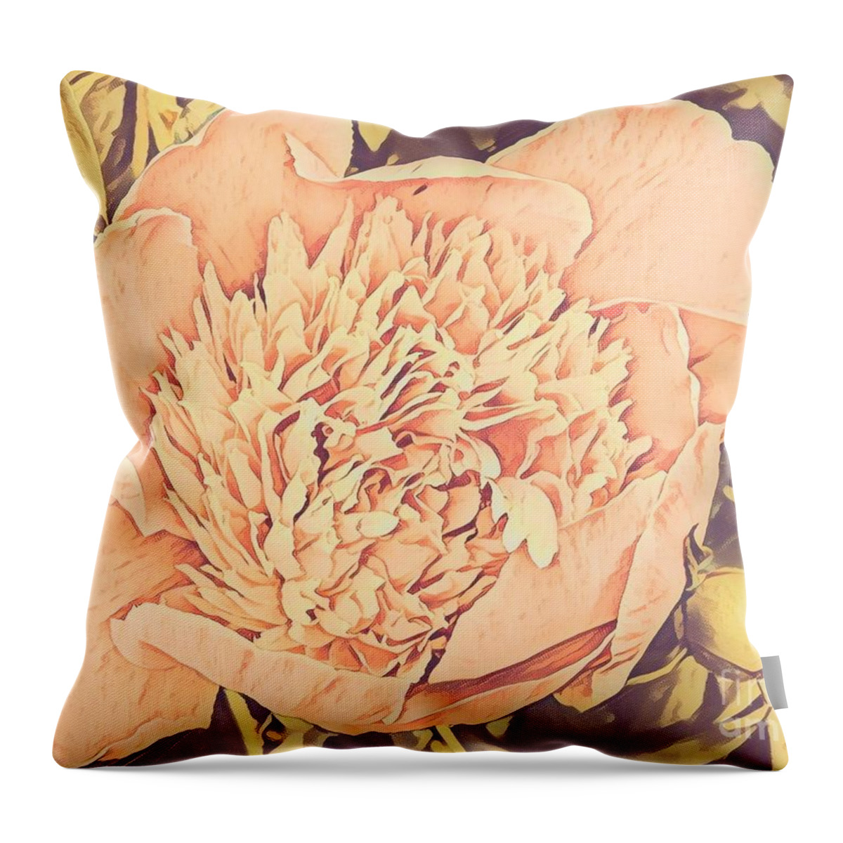 Peony Throw Pillow featuring the painting Old Fashioned Peony by Marilyn Smith