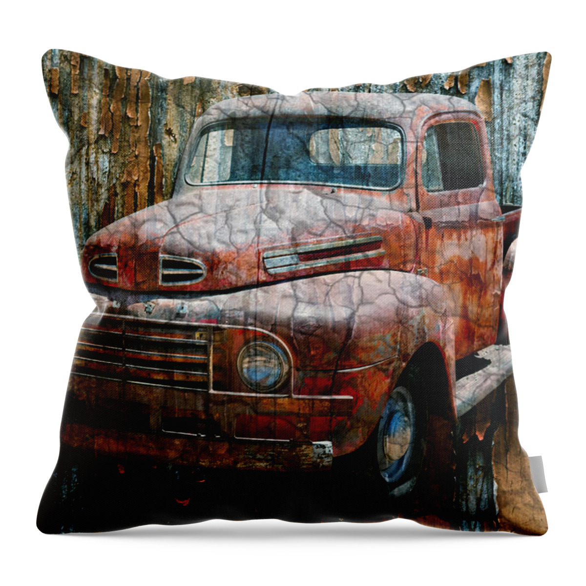 Ford Throw Pillow featuring the digital art Old Ford Truck by Ally White