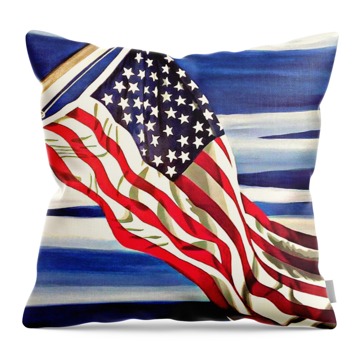 Flag Throw Pillow featuring the painting Old Glory I by Emanuel Alvarez Valencia
