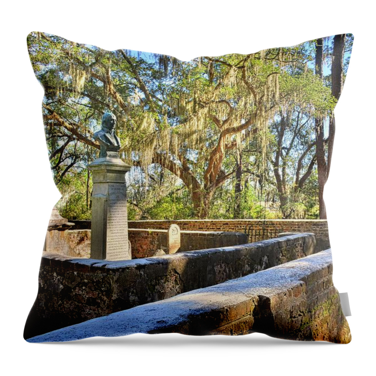 Old House Plantation Cemetery Throw Pillow featuring the photograph Old House Plantation Cemetery by Lisa Wooten