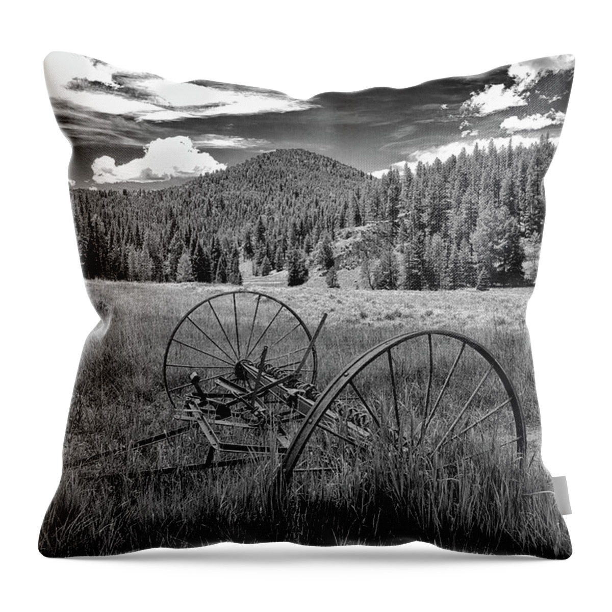 Black And White Throw Pillow featuring the photograph Old Machinery by Bob Falcone
