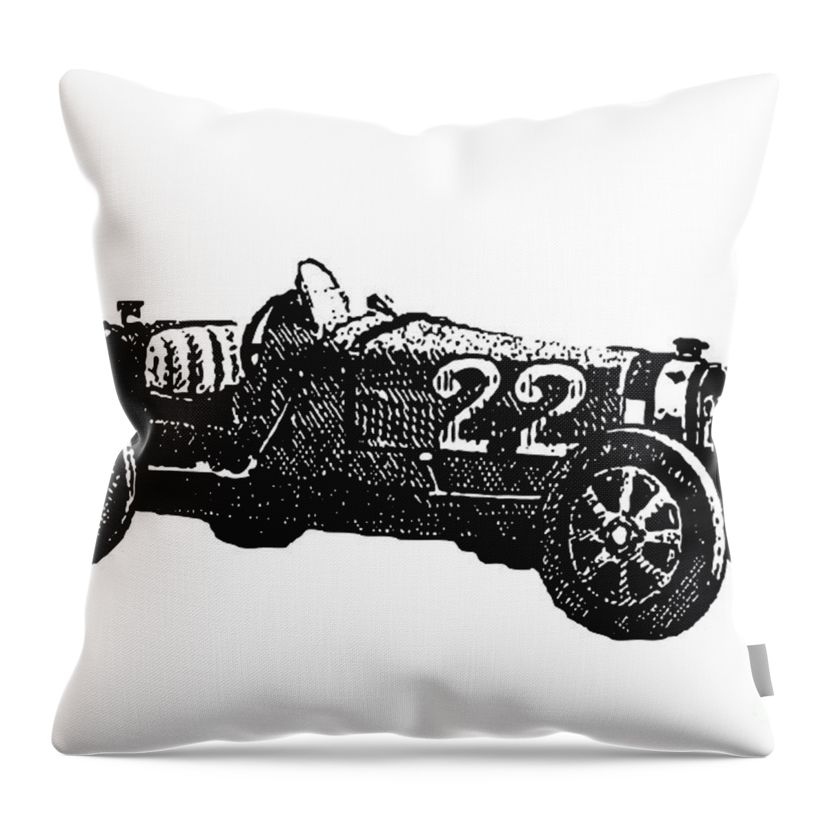 Racing Throw Pillow featuring the drawing Old Race Car by Pete Klinger
