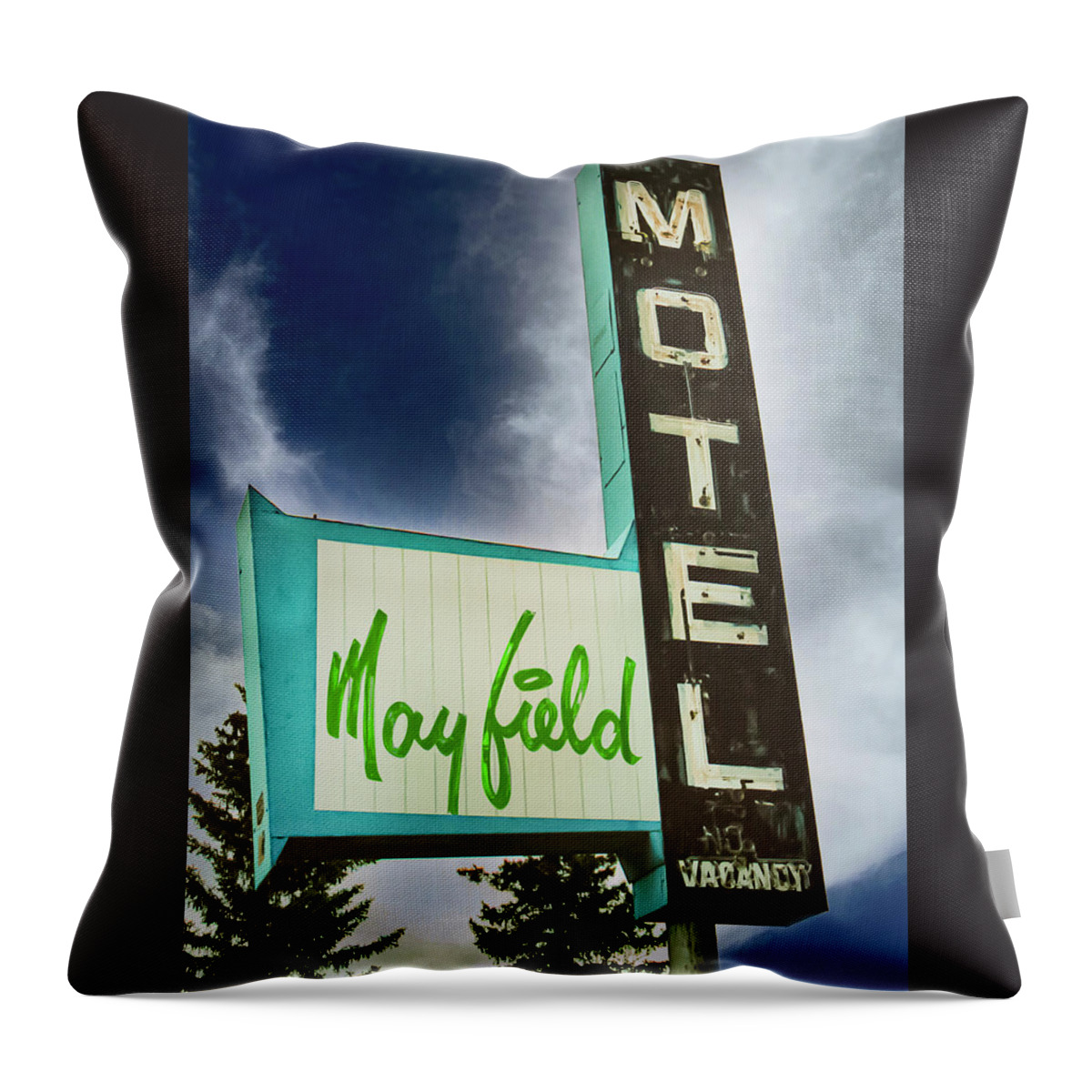 Canada Throw Pillow featuring the photograph Old Retro-Style Mayfield Motel by Matthew Bamberg