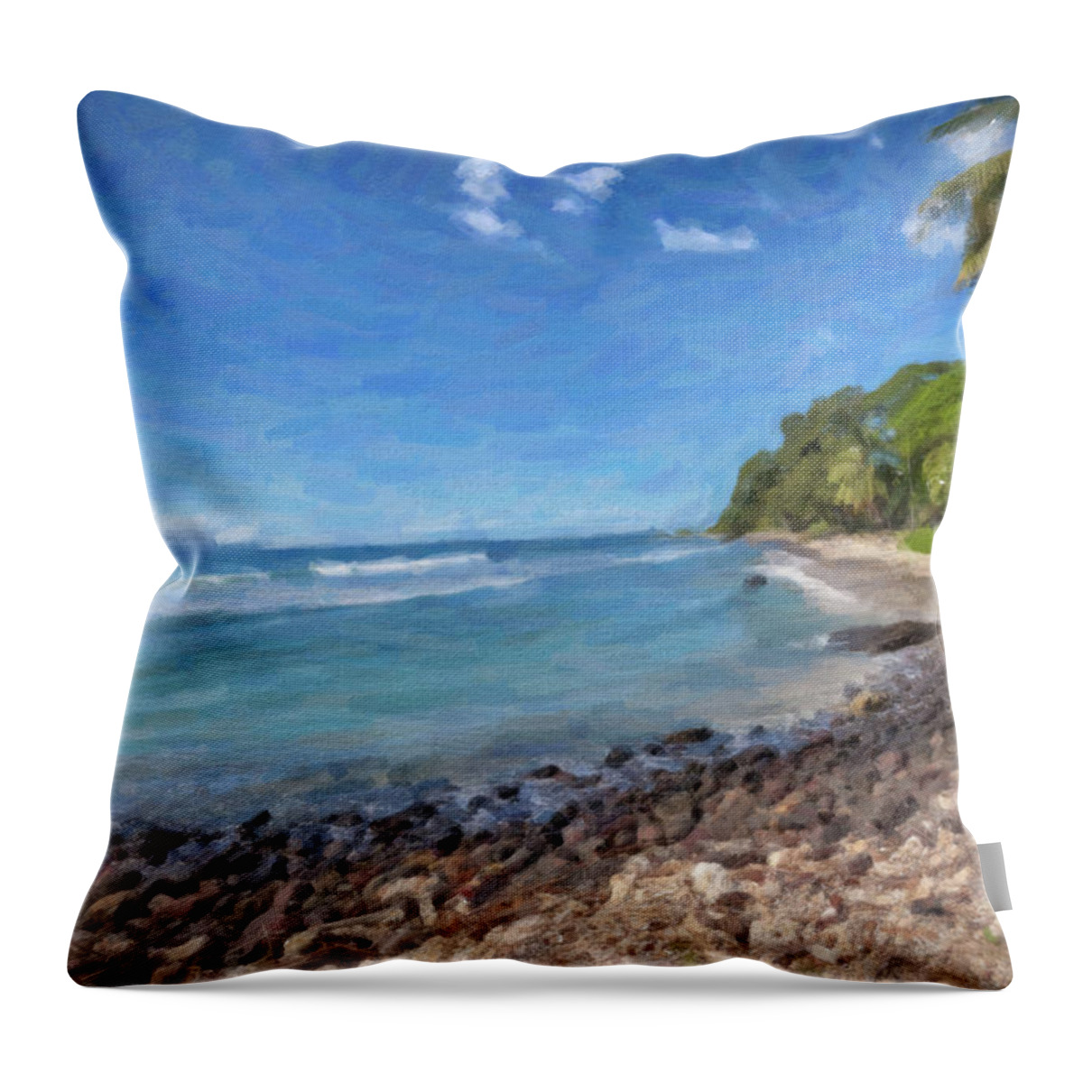 Lahaina Throw Pillow featuring the painting Olowalu Beach by Chris Spencer