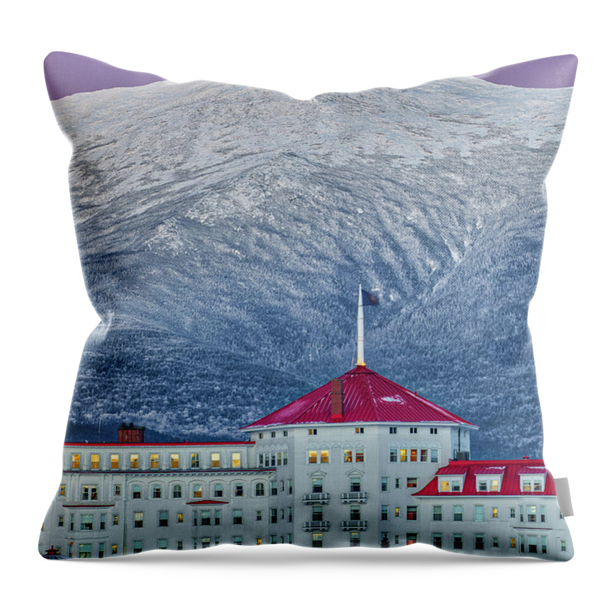 Omni Mount Washington Resort Throw Pillow featuring the photograph Omni Mount Washington Resort Hotel in Betton Woods New Hampshire by Juergen Roth
