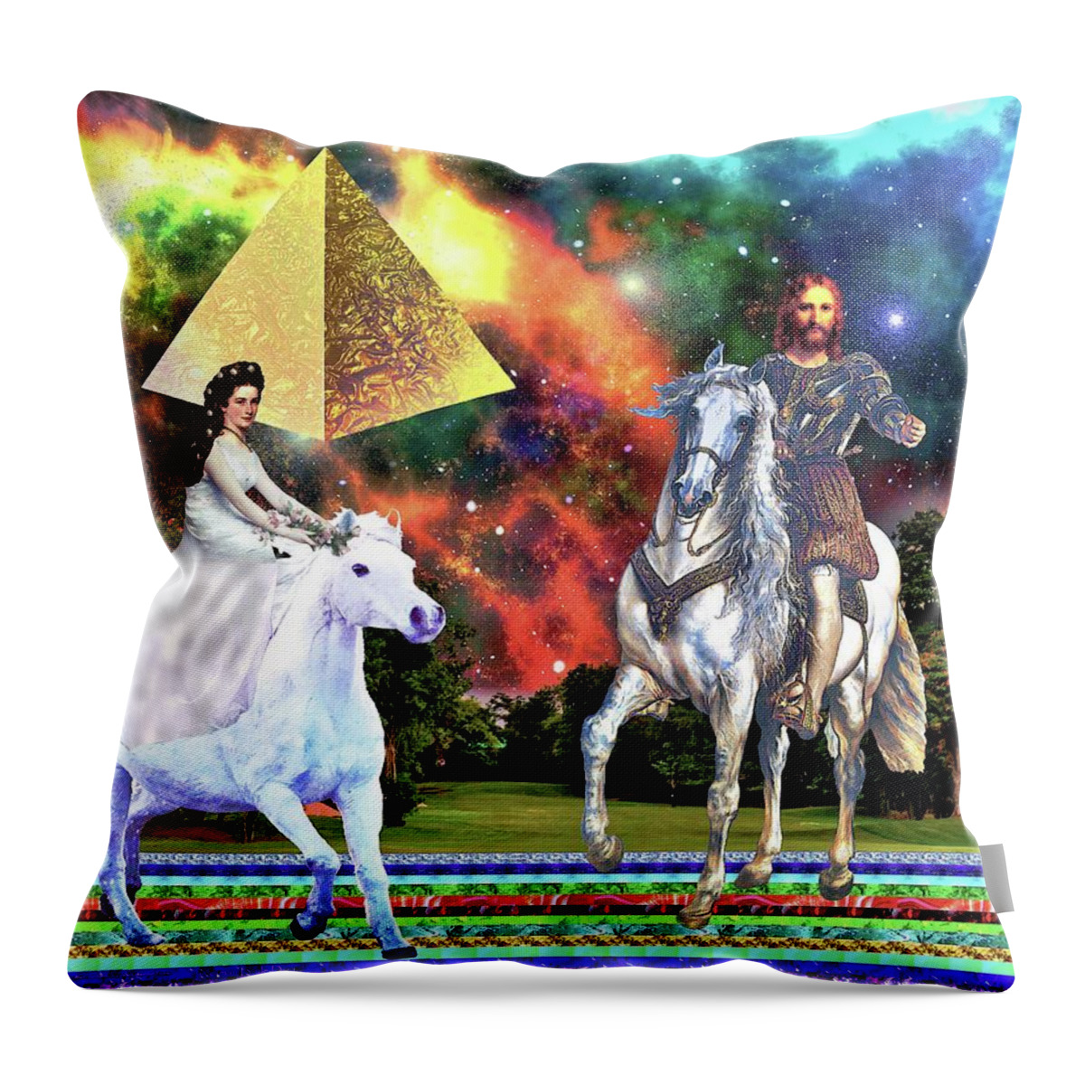 Jesus Throw Pillow featuring the digital art On Earth as it is in Heaven by Norman Brule