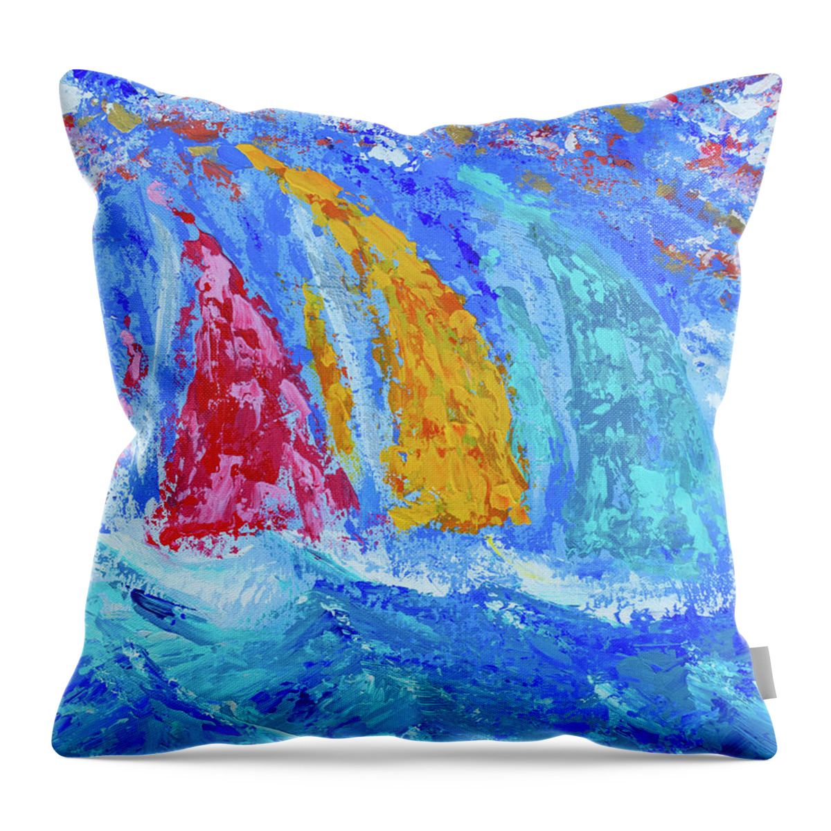 Ocean Throw Pillow featuring the painting On the Breeze by Bonny Puckett