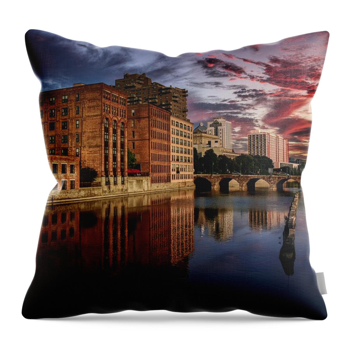 Rochester Throw Pillow featuring the photograph On the Genesee - Rochester by Mountain Dreams