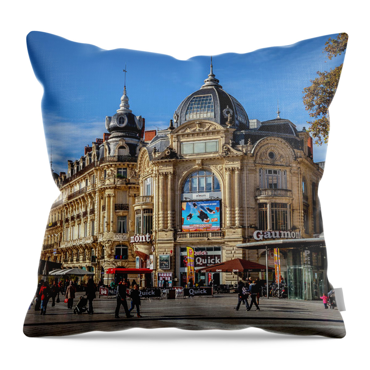 France Throw Pillow featuring the photograph On the Place de la Comedie by W Chris Fooshee