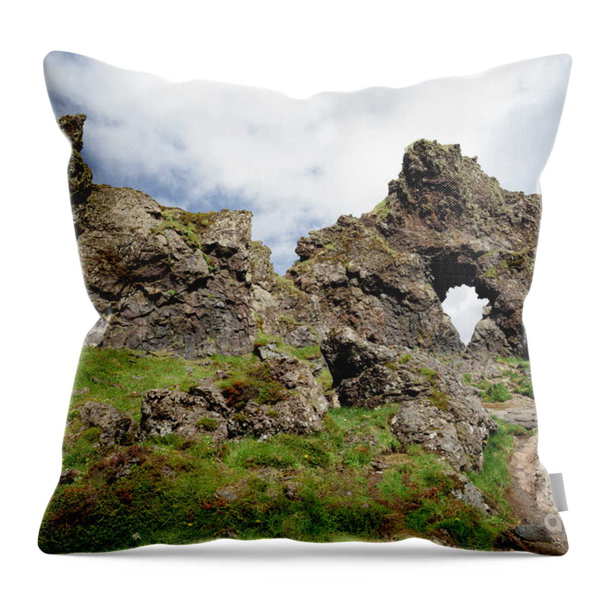 Lava Rock Formations Throw Pillow featuring the photograph On the way to Djupalonssandur by Eva Lechner