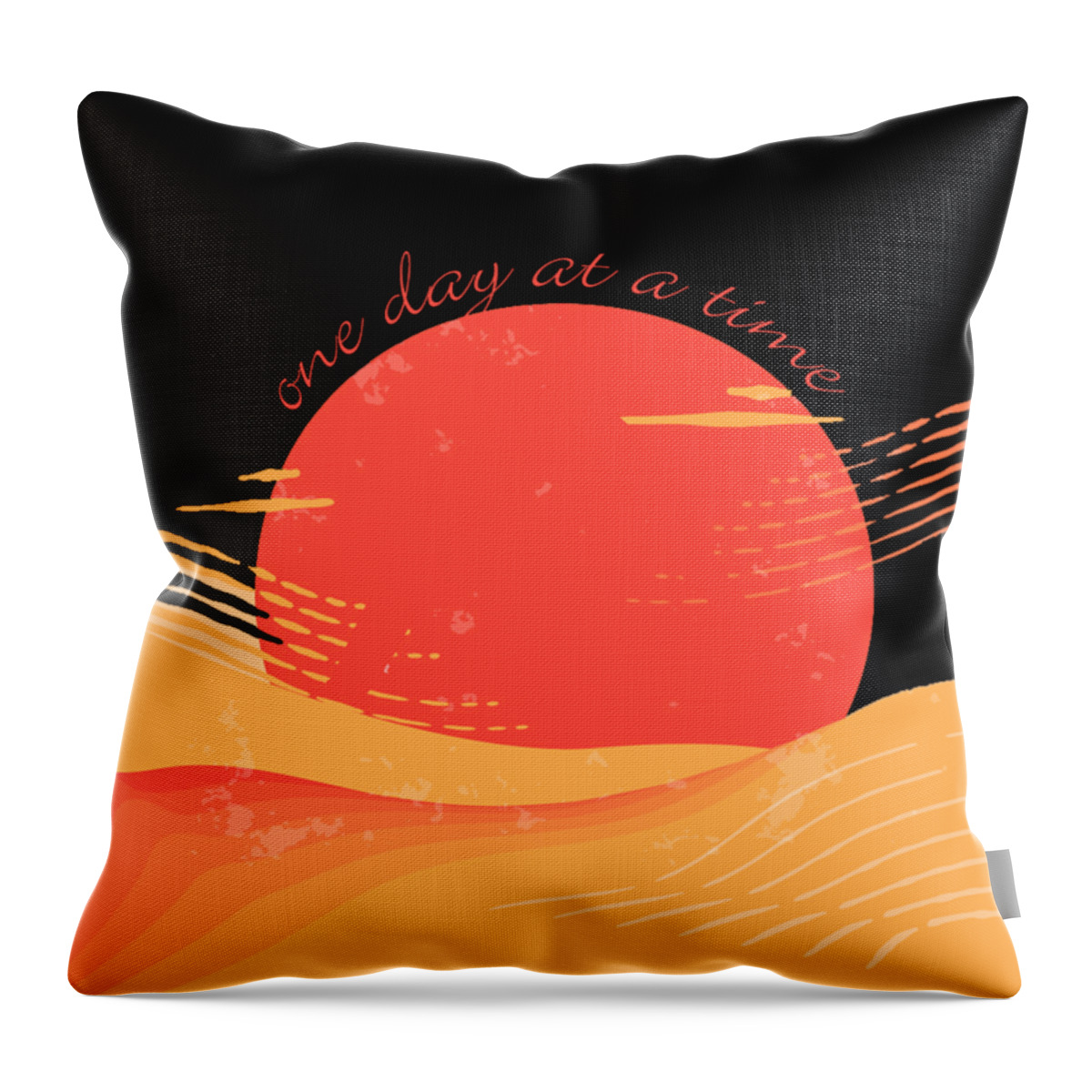 Sobriety Throw Pillow featuring the painting One Day At A Time AA Sober Sunrise Tee Tees T-Shirt NA by Tony Rubino