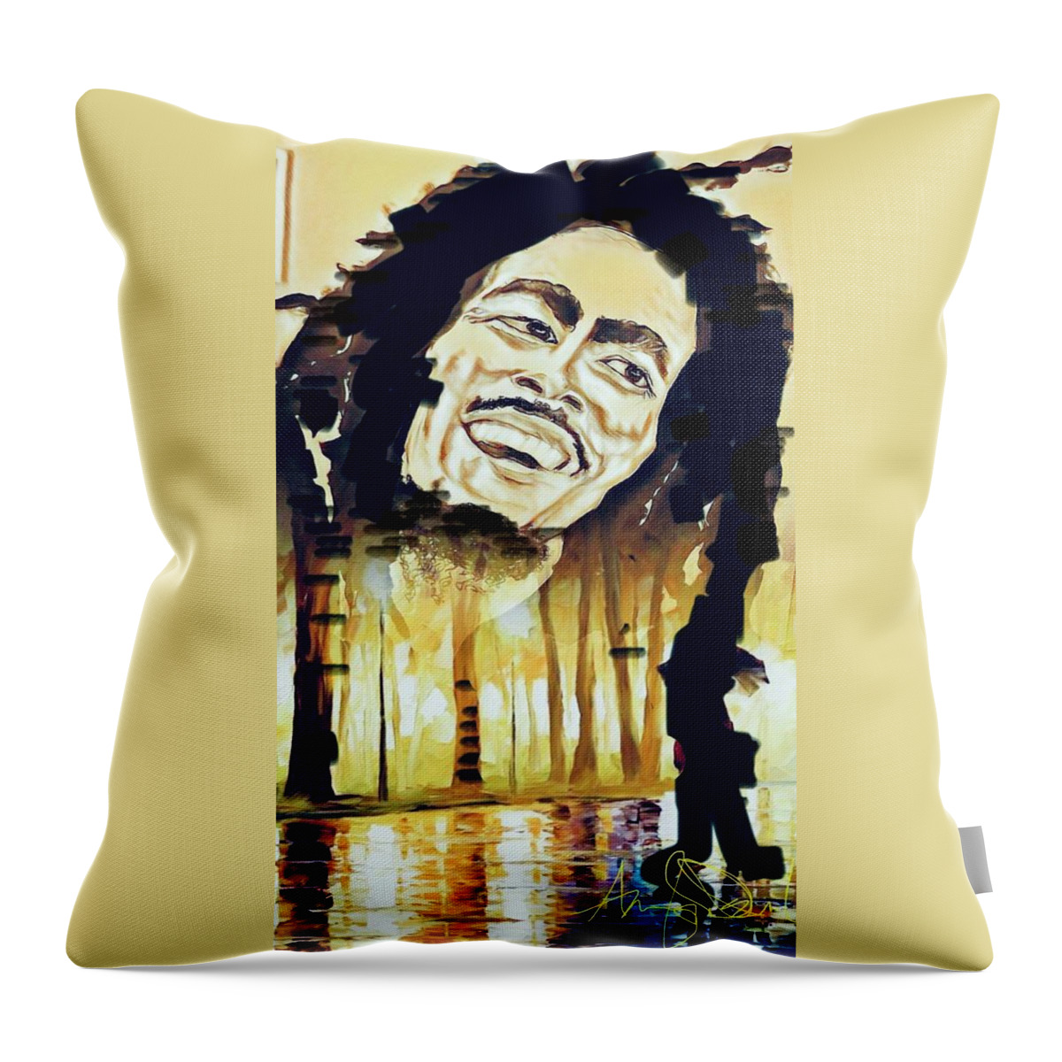  Throw Pillow featuring the painting One Love 2.0 by Angie ONeal