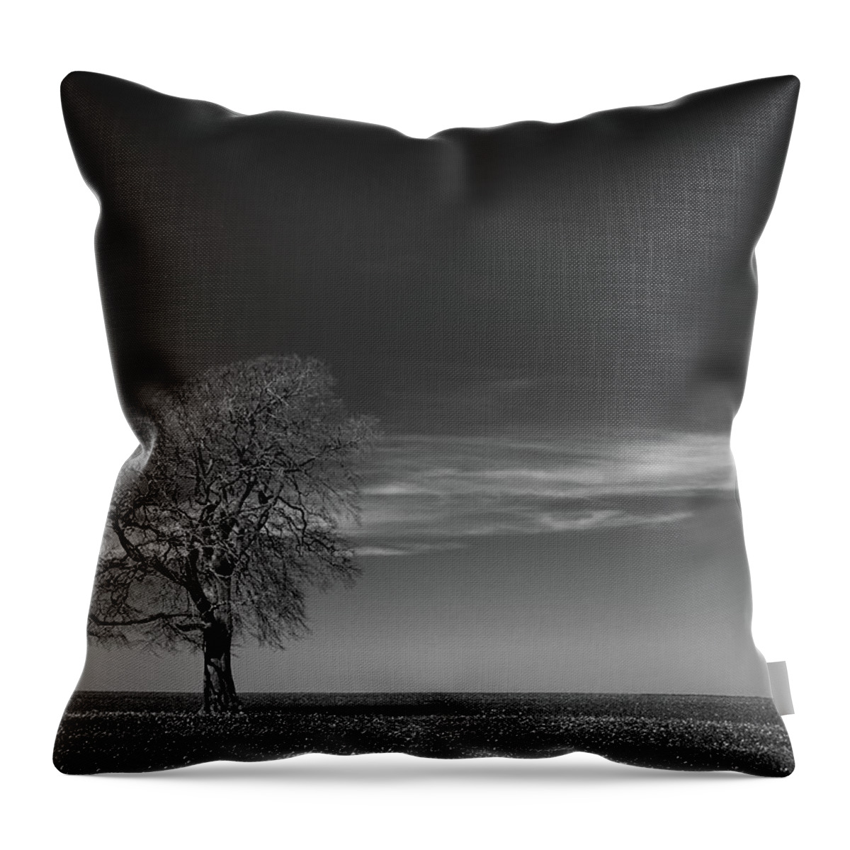 Britain Throw Pillow featuring the photograph One tree on the horizon landscape by Seeables Visual Arts