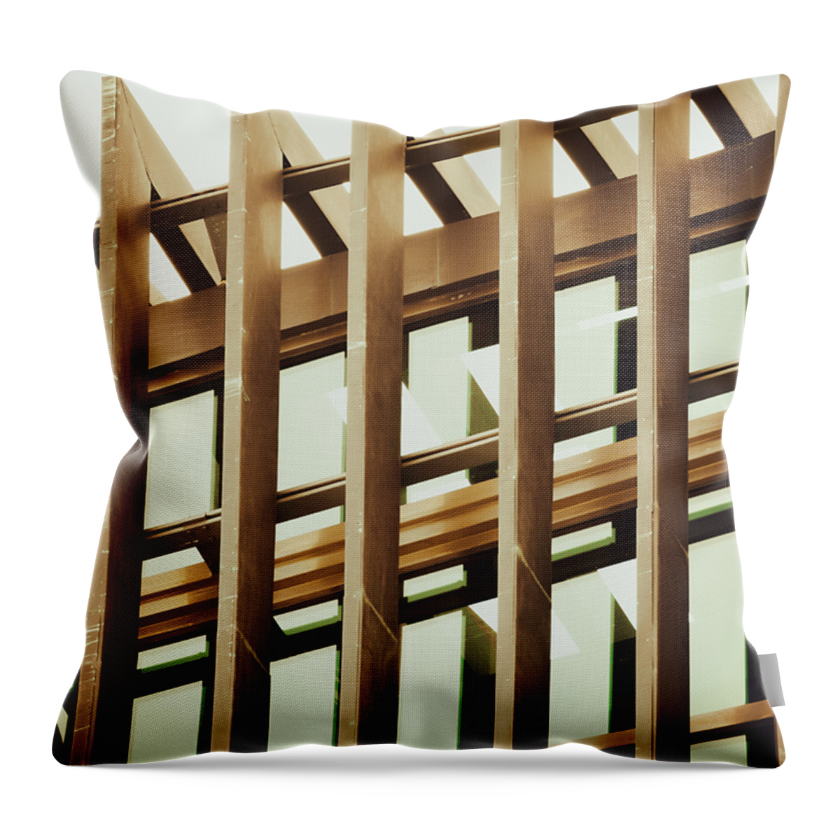 Abstract Throw Pillow featuring the photograph Onward and Upward Wood Tones by Christi Kraft
